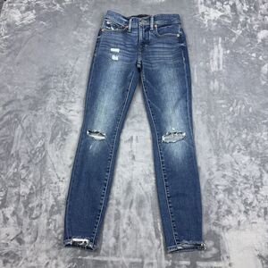 Lucky Brand Jeans Womens Size 0/25 Blue Ava Mid Rise Skinny Distressed Strertch